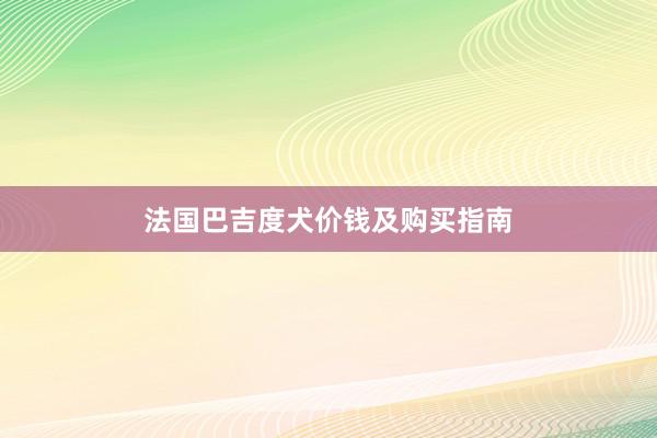 法国巴吉度犬价钱及购买指南